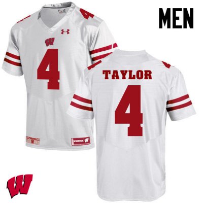 Men's Wisconsin Badgers NCAA #4 A.J. Taylor White Authentic Under Armour Stitched College Football Jersey UO31D50YJ